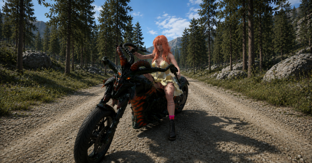 Zuza on a motorcycle