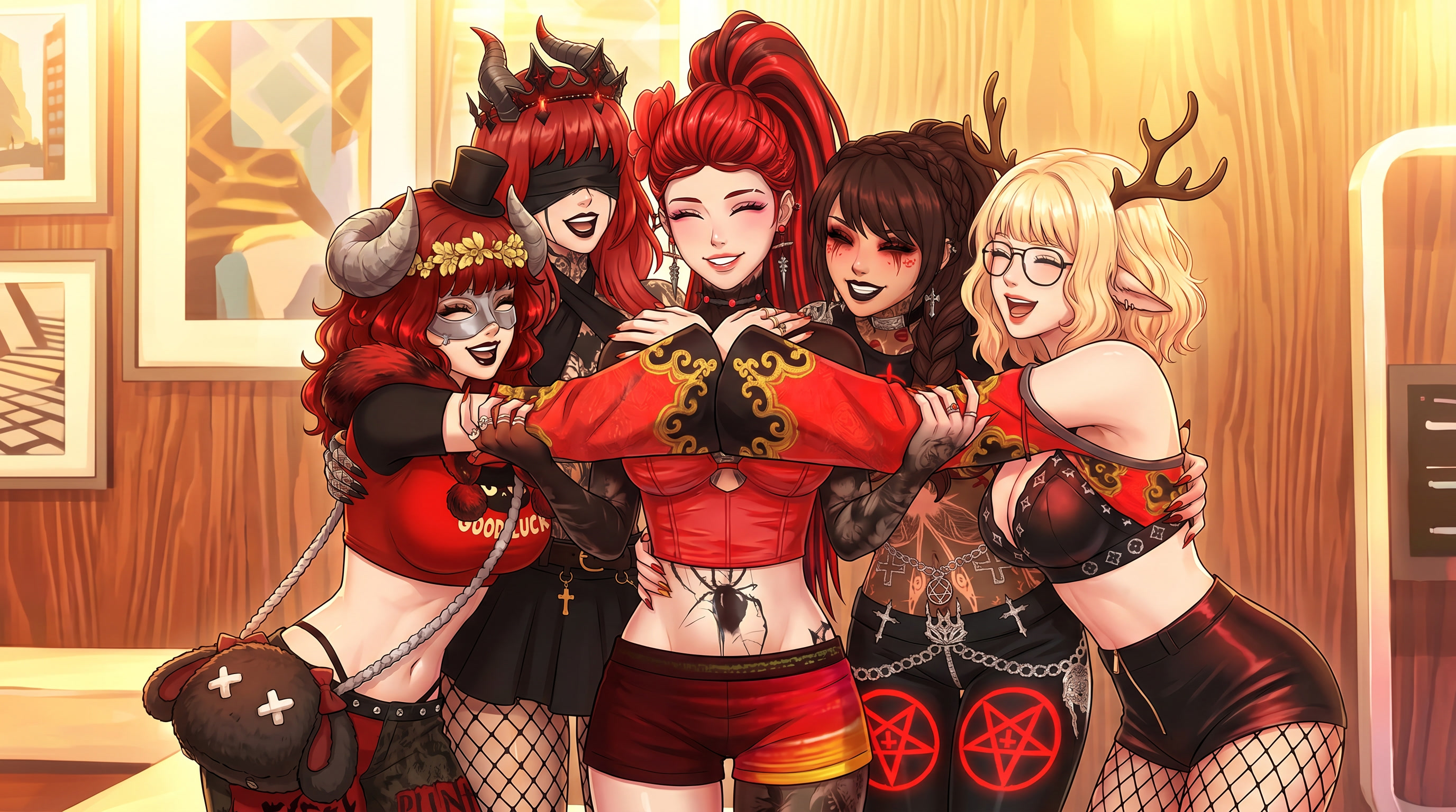Glasya, Elae, Rika, & Roxane hugging Swakita~ ♥